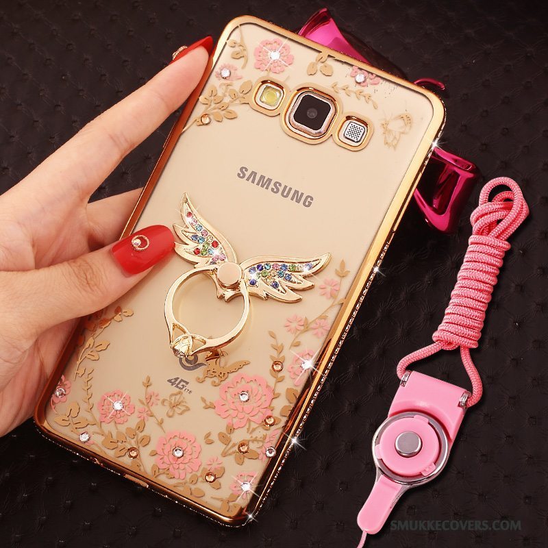 Etui Samsung Galaxy A8 Blød Telefonhængende Ornamenter, Cover Samsung Galaxy A8 Strass Trend Guld