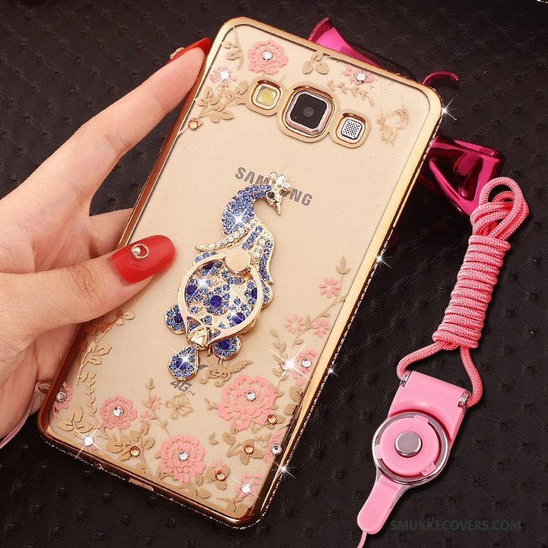 Etui Samsung Galaxy A8 Blød Telefonhængende Ornamenter, Cover Samsung Galaxy A8 Strass Trend Guld