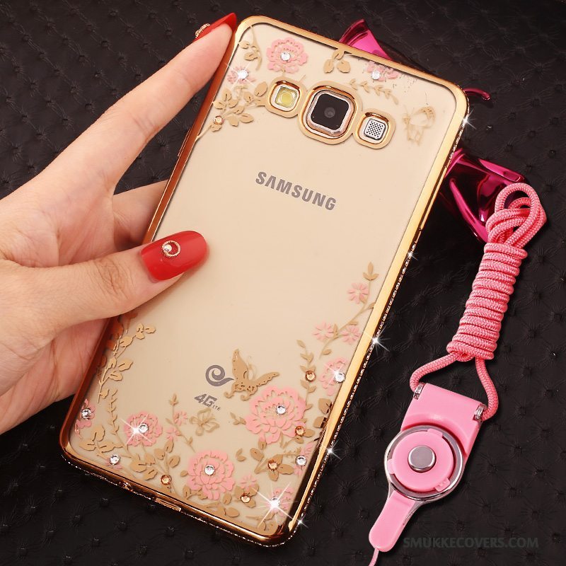 Etui Samsung Galaxy A8 Blød Telefonhængende Ornamenter, Cover Samsung Galaxy A8 Strass Trend Guld