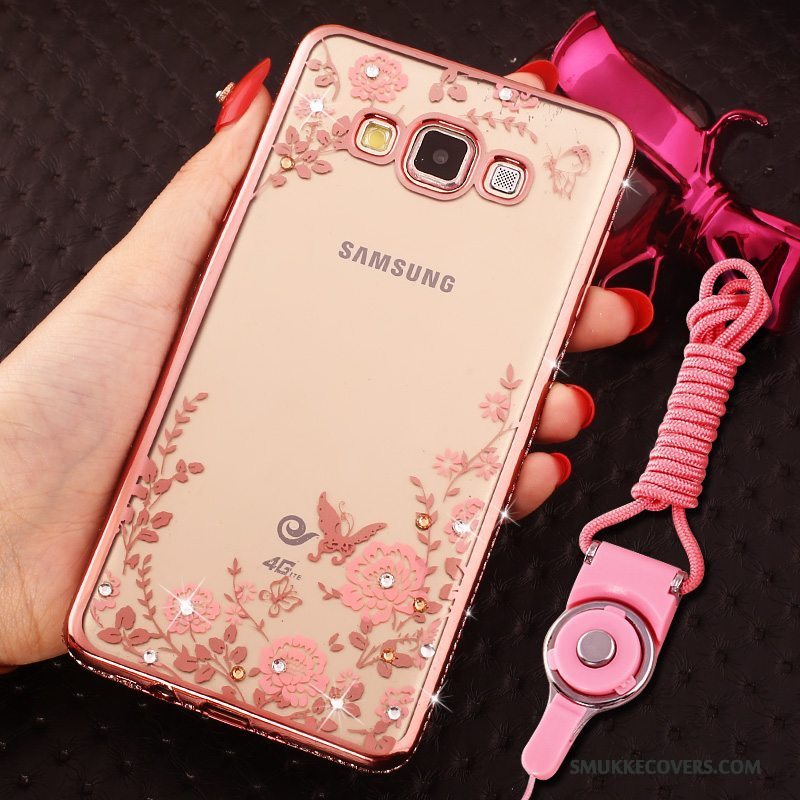 Etui Samsung Galaxy A8 Blød Telefonhængende Ornamenter, Cover Samsung Galaxy A8 Strass Trend Guld