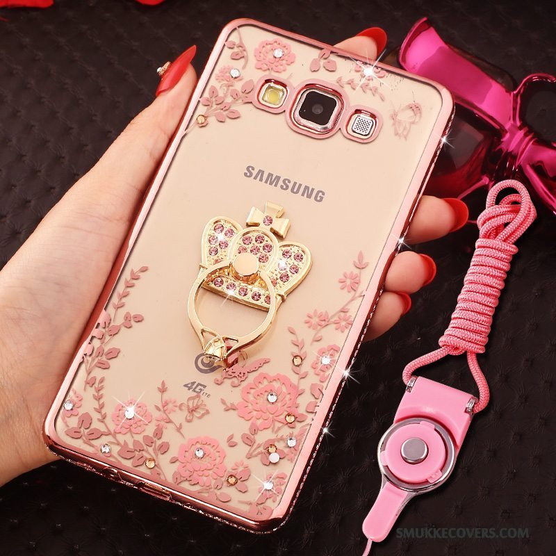 Etui Samsung Galaxy A8 Blød Telefonhængende Ornamenter, Cover Samsung Galaxy A8 Strass Trend Guld