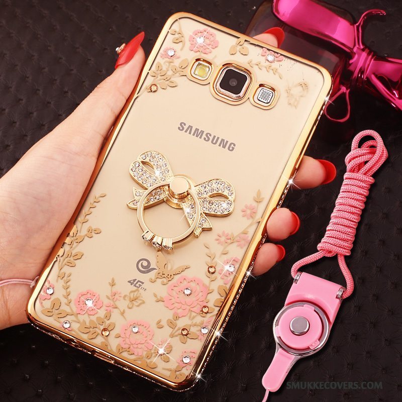 Etui Samsung Galaxy A8 Blød Telefonhængende Ornamenter, Cover Samsung Galaxy A8 Strass Trend Guld