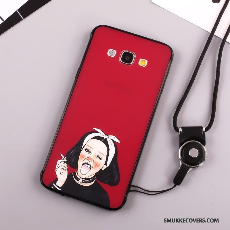 Etui Samsung Galaxy A8 Cartoon Anti-fald Smuk, Cover Samsung Galaxy A8 Silikone Telefonrød