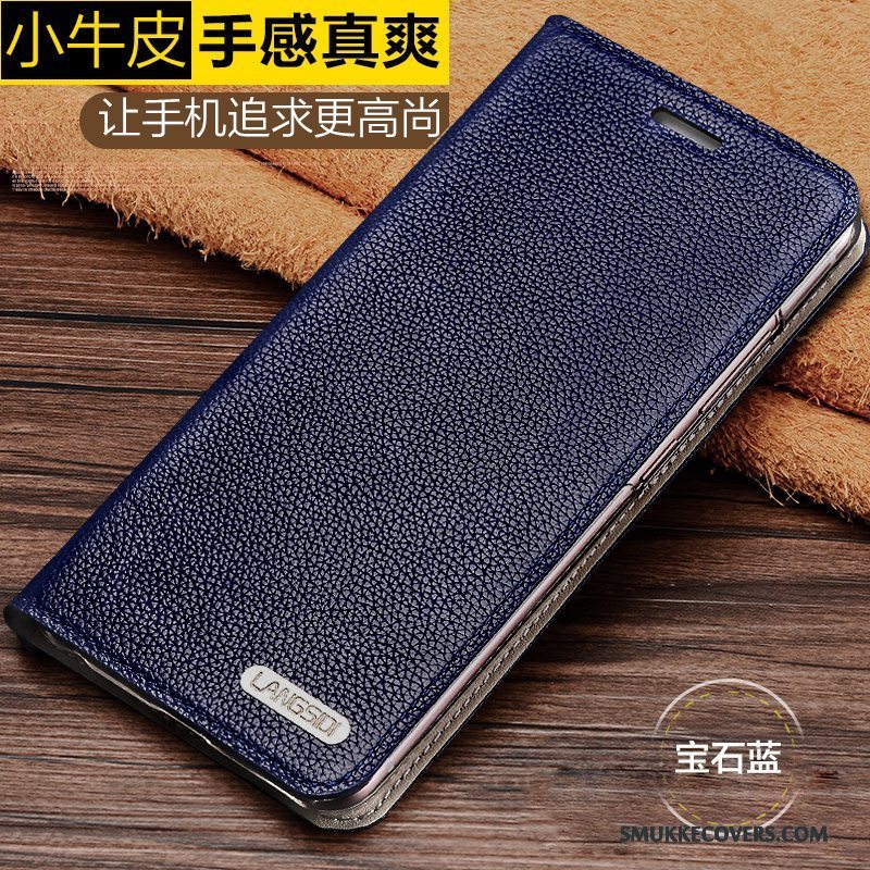 Etui Samsung Galaxy A8 Folio Telefonanti-fald, Cover Samsung Galaxy A8 Læder Cow Lille Sektion