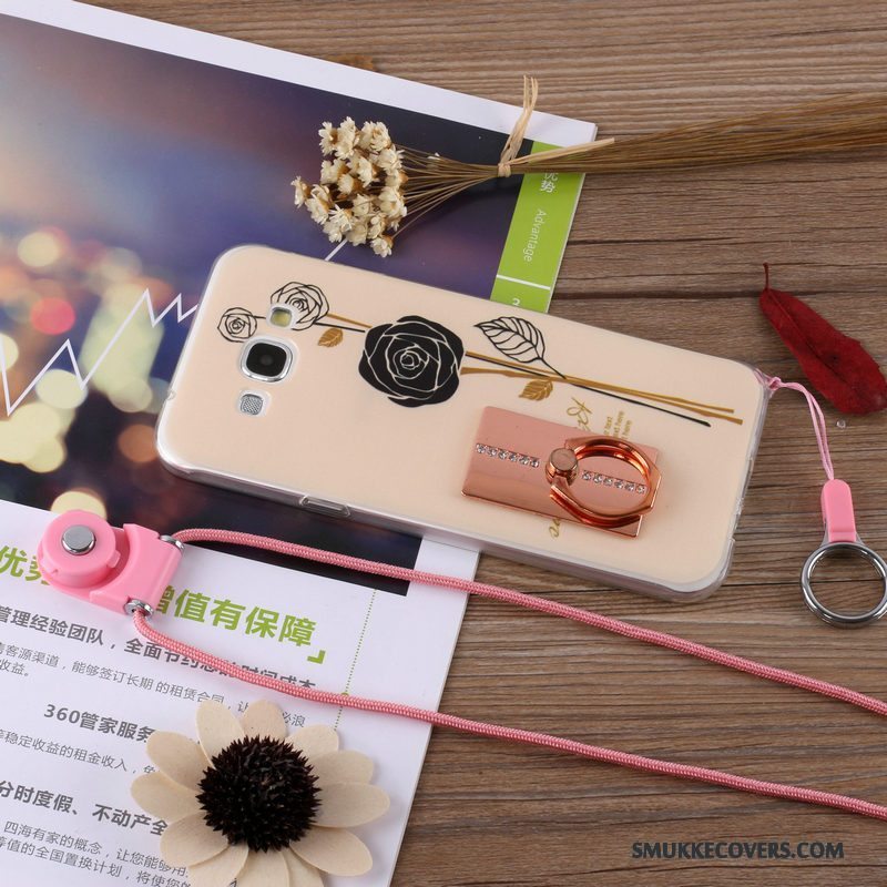Etui Samsung Galaxy A8 Silikone Guld Hængende Ornamenter, Cover Samsung Galaxy A8 Support Telefonanti-fald