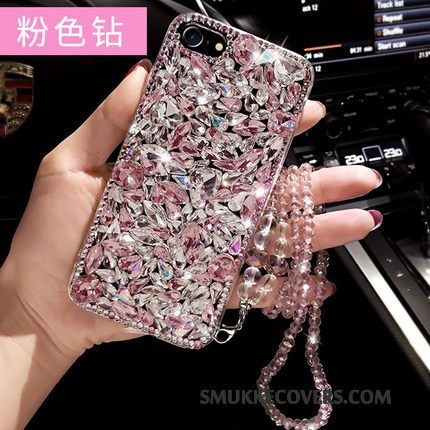 Etui Samsung Galaxy A8 Strass Lyserød Af Personlighed, Cover Samsung Galaxy A8 Tasker Telefonkrystal