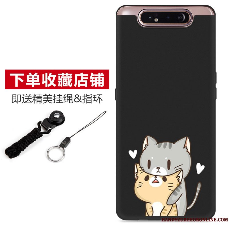 Etui Samsung Galaxy A80 Cartoon Nubuck Smuk, Cover Samsung Galaxy A80 Blød Telefonsort