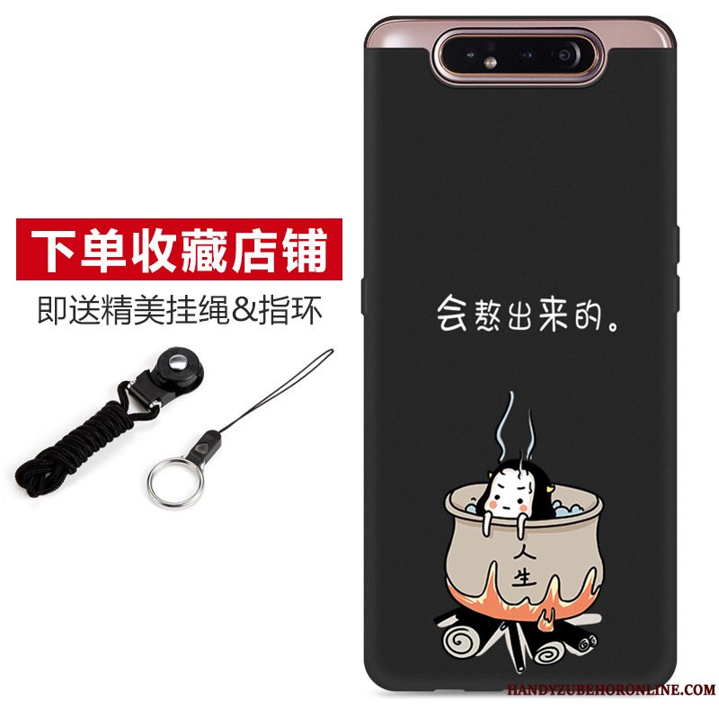 Etui Samsung Galaxy A80 Cartoon Nubuck Smuk, Cover Samsung Galaxy A80 Blød Telefonsort