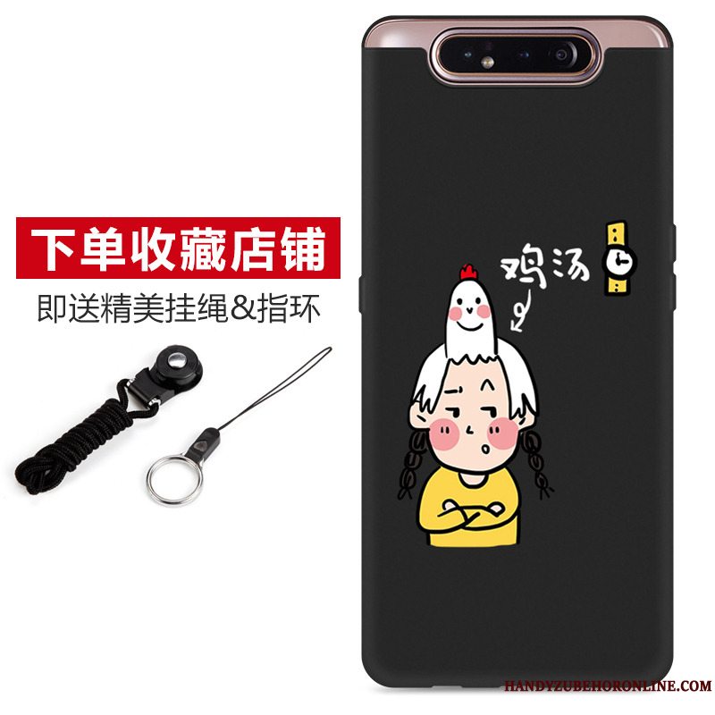 Etui Samsung Galaxy A80 Cartoon Nubuck Smuk, Cover Samsung Galaxy A80 Blød Telefonsort