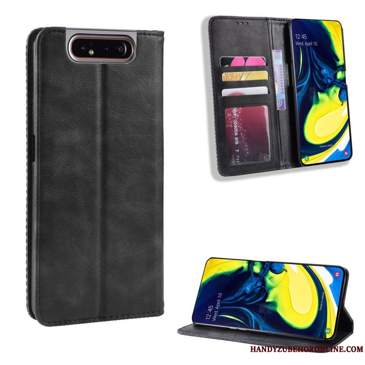 Etui Samsung Galaxy A80 Læder Magnetisk Spænde Rød, Cover Samsung Galaxy A80 Tegnebog