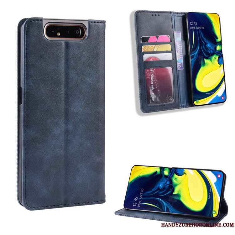 Etui Samsung Galaxy A80 Læder Magnetisk Spænde Rød, Cover Samsung Galaxy A80 Tegnebog