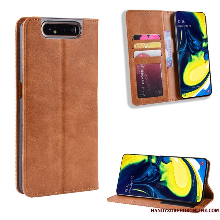 Etui Samsung Galaxy A80 Læder Magnetisk Spænde Rød, Cover Samsung Galaxy A80 Tegnebog