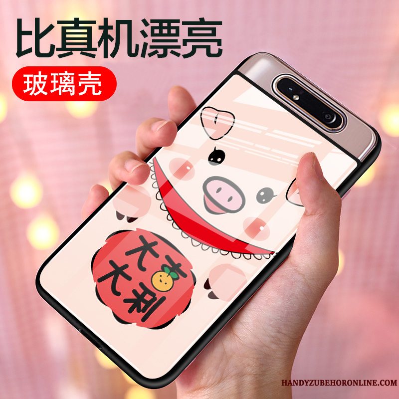 Etui Samsung Galaxy A80 Tasker Rød Glas, Cover Samsung Galaxy A80 Cartoon Af Personlighed Anti-fald