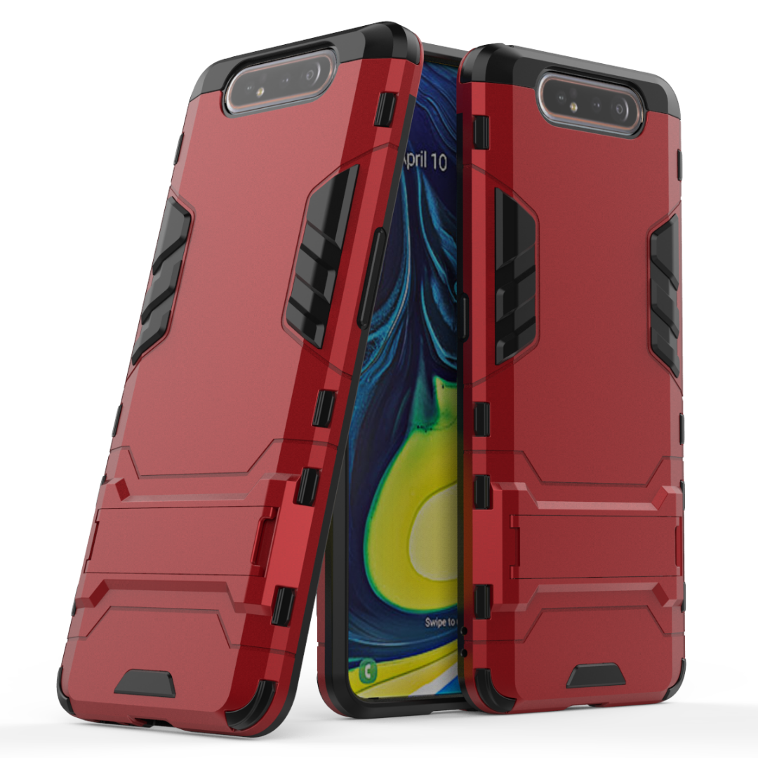 Etui Samsung Galaxy A80 Tasker Telefonrød, Cover Samsung Galaxy A80 Support Anti-fald Hård