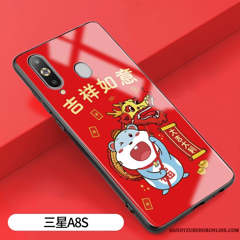 Etui Samsung Galaxy A8s Beskyttelse Rød Spejl, Cover Samsung Galaxy A8s Kreativ Ny Glas