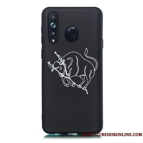 Etui Samsung Galaxy A8s Blød Telefonnubuck, Cover Samsung Galaxy A8s Cartoon Hængende Ornamenter Sort