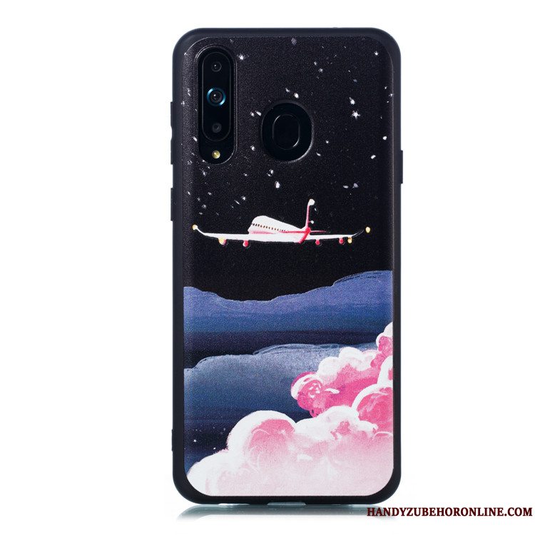 Etui Samsung Galaxy A8s Blød Telefonnubuck, Cover Samsung Galaxy A8s Cartoon Hængende Ornamenter Sort