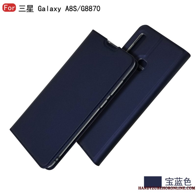 Etui Samsung Galaxy A8s Folio Business Blå, Cover Samsung Galaxy A8s Tasker Anti-fald Telefon