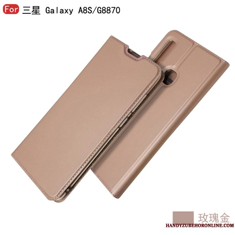 Etui Samsung Galaxy A8s Folio Business Blå, Cover Samsung Galaxy A8s Tasker Anti-fald Telefon