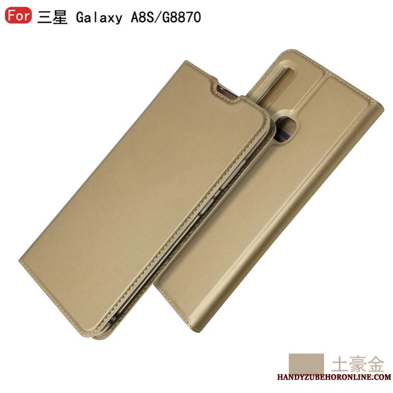 Etui Samsung Galaxy A8s Folio Business Blå, Cover Samsung Galaxy A8s Tasker Anti-fald Telefon