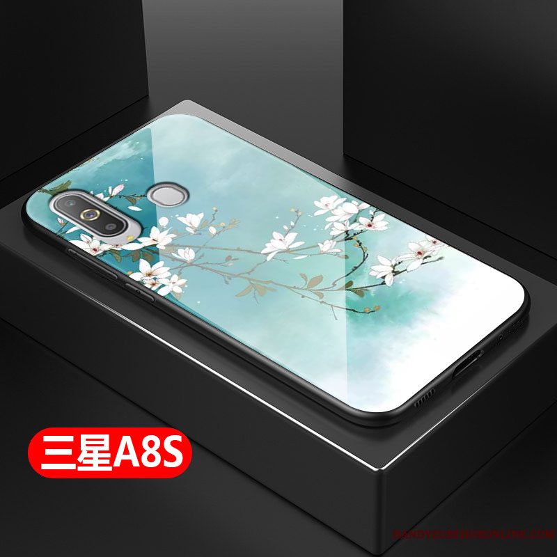 Etui Samsung Galaxy A8s Kreativ Kunst Glas, Cover Samsung Galaxy A8s Beskyttelse Blå Telefon