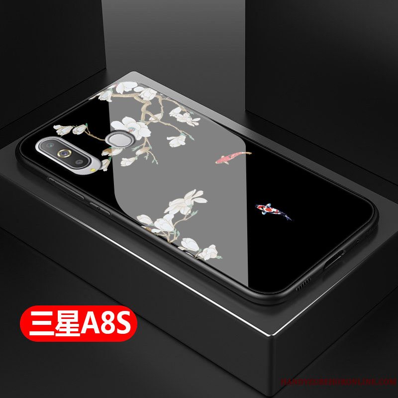 Etui Samsung Galaxy A8s Kreativ Kunst Glas, Cover Samsung Galaxy A8s Beskyttelse Blå Telefon
