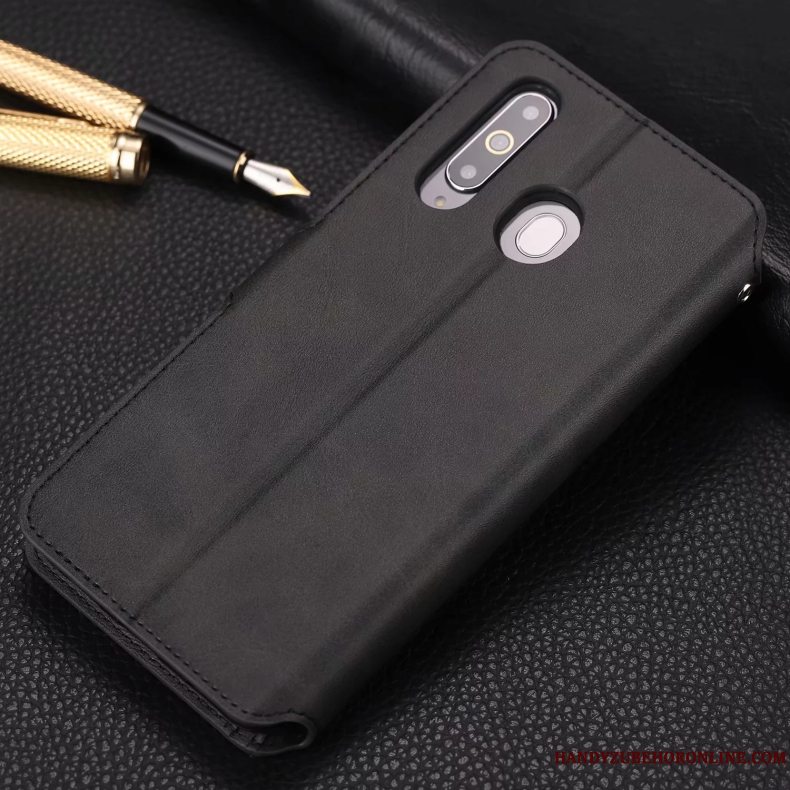 Etui Samsung Galaxy A8s Læder Skærmbeskyttelse Telefon, Cover Samsung Galaxy A8s Blød Hængende Ornamenter Rød