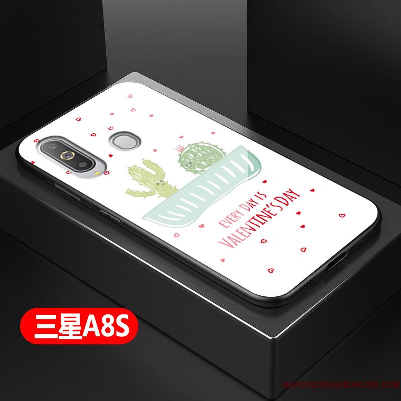 Etui Samsung Galaxy A8s Silikone Hærdet Glas Lille Sektion, Cover Samsung Galaxy A8s Cartoon Telefonhård