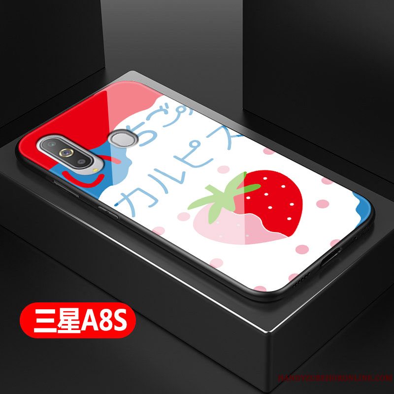 Etui Samsung Galaxy A8s Silikone Hærdet Glas Lille Sektion, Cover Samsung Galaxy A8s Cartoon Telefonhård