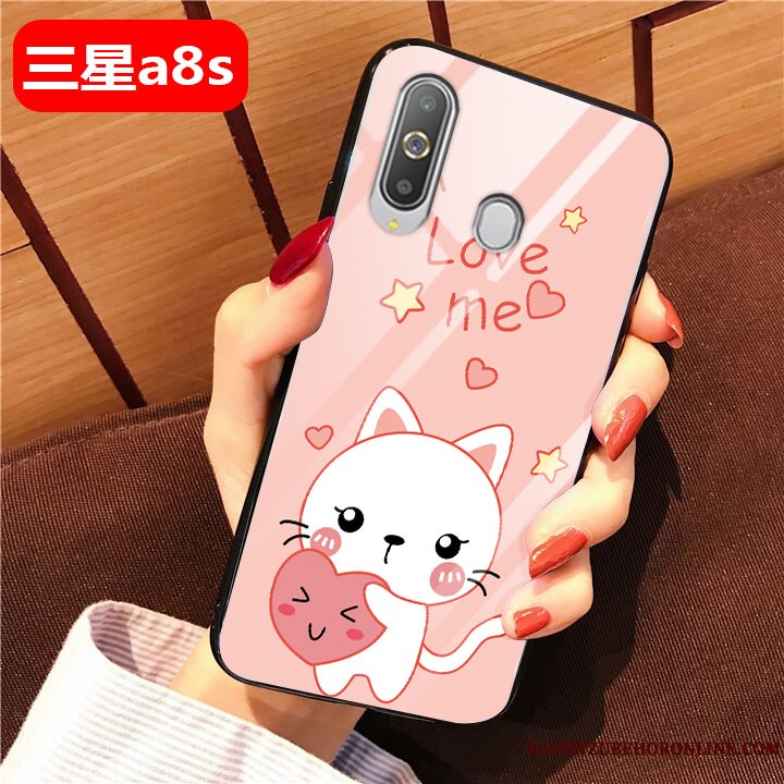 Etui Samsung Galaxy A8s Tasker Lyserød Anti-fald, Cover Samsung Galaxy A8s Beskyttelse Glas Smuk