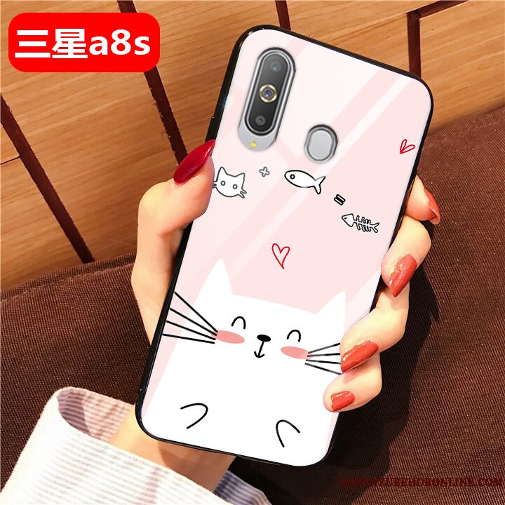 Etui Samsung Galaxy A8s Tasker Lyserød Anti-fald, Cover Samsung Galaxy A8s Beskyttelse Glas Smuk