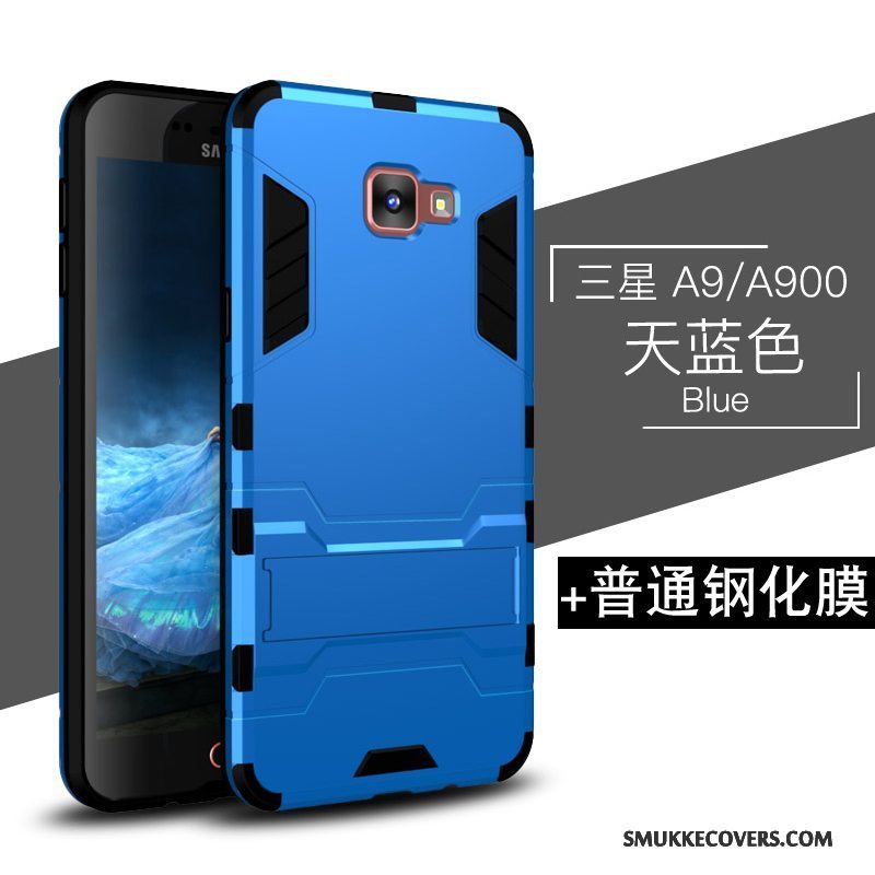 Etui Samsung Galaxy A9 Beskyttelse Mørkeblå Høj, Cover Samsung Galaxy A9 Tasker Nubuck Anti-fald