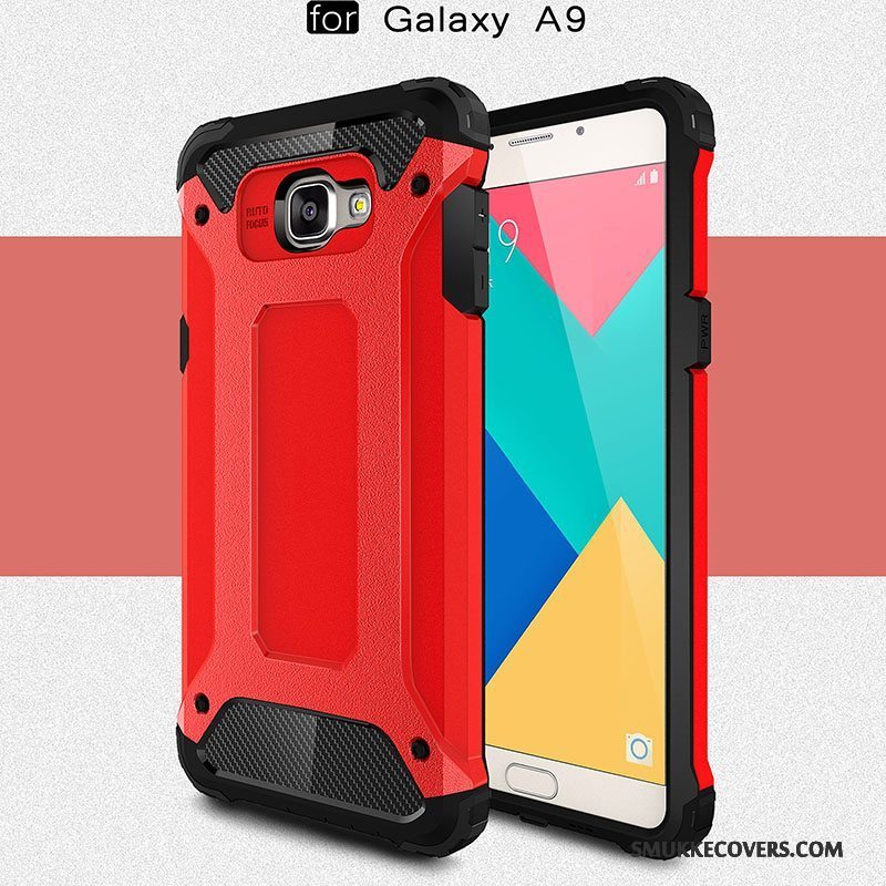 Etui Samsung Galaxy A9 Beskyttelse Rød Mesh, Cover Samsung Galaxy A9 Tasker Anti-fald Telefon