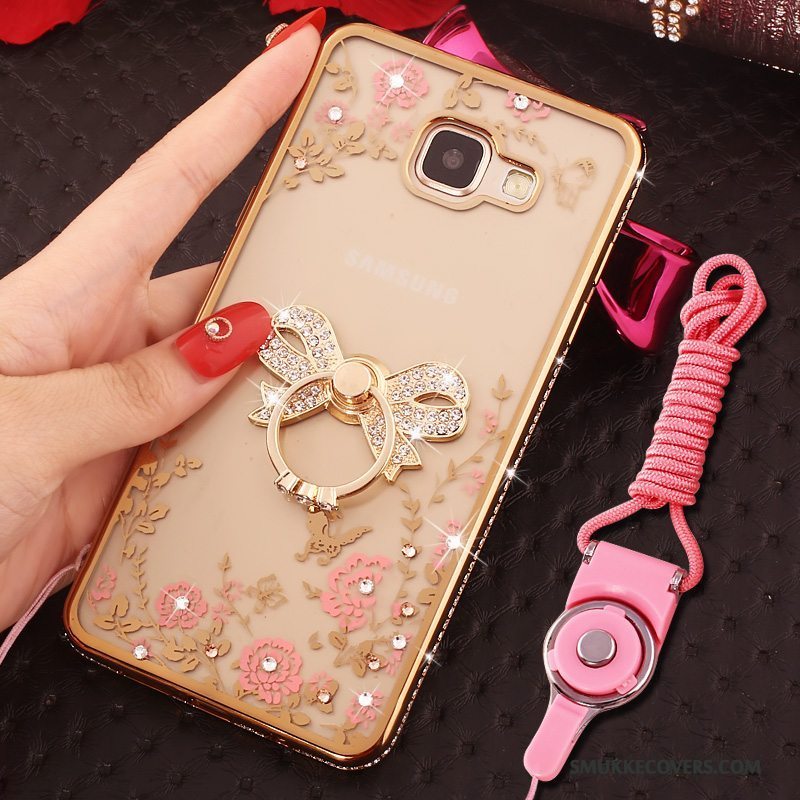 Etui Samsung Galaxy A9 Strass Ring Lyserød, Cover Samsung Galaxy A9 Beskyttelse Telefonhængende Ornamenter