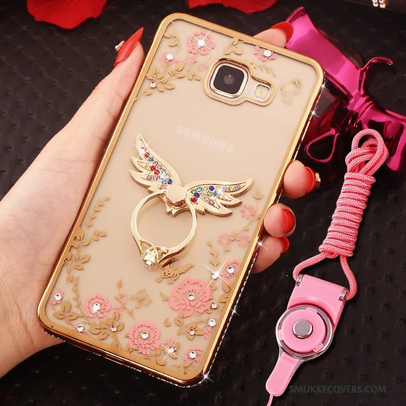 Etui Samsung Galaxy A9 Strass Ring Lyserød, Cover Samsung Galaxy A9 Beskyttelse Telefonhængende Ornamenter