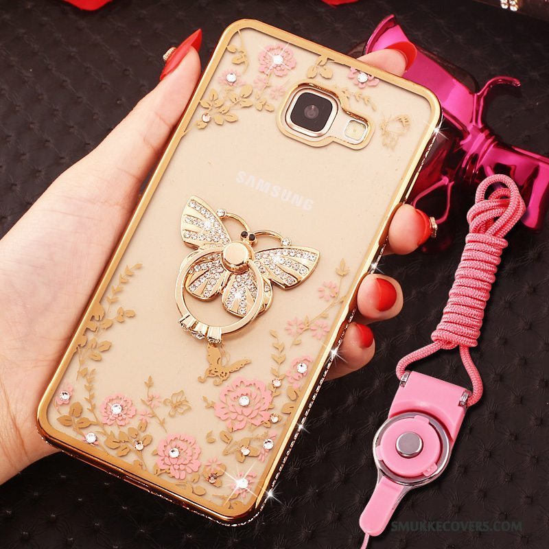 Etui Samsung Galaxy A9 Strass Ring Lyserød, Cover Samsung Galaxy A9 Beskyttelse Telefonhængende Ornamenter