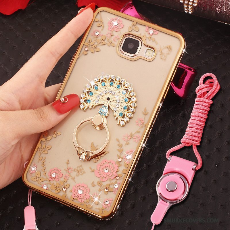 Etui Samsung Galaxy A9 Strass Ring Lyserød, Cover Samsung Galaxy A9 Beskyttelse Telefonhængende Ornamenter