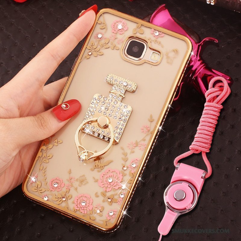 Etui Samsung Galaxy A9 Strass Ring Lyserød, Cover Samsung Galaxy A9 Beskyttelse Telefonhængende Ornamenter