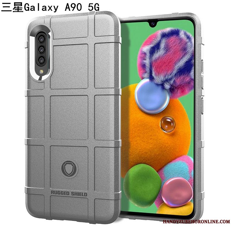 Etui Samsung Galaxy A90 5g Blød Sort Magnetisk, Cover Samsung Galaxy A90 5g Support Gasbag Mønster