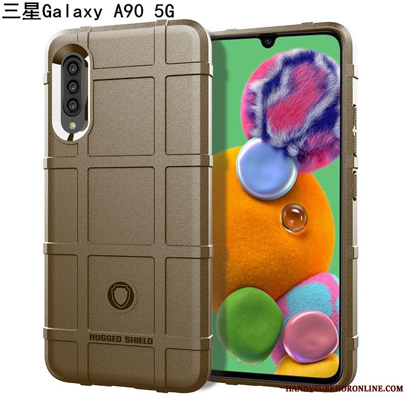 Etui Samsung Galaxy A90 5g Blød Sort Magnetisk, Cover Samsung Galaxy A90 5g Support Gasbag Mønster