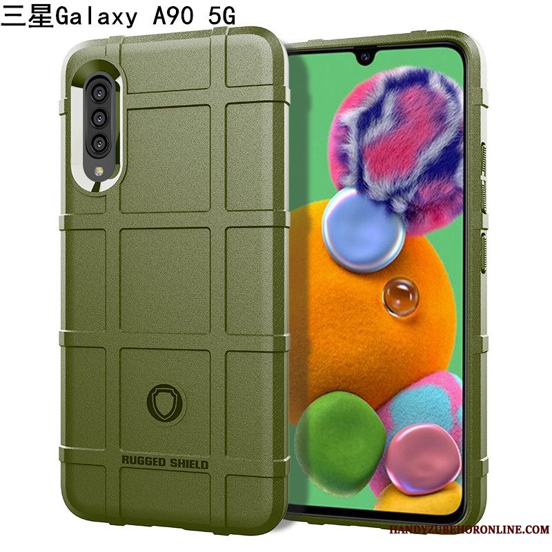 Etui Samsung Galaxy A90 5g Blød Sort Magnetisk, Cover Samsung Galaxy A90 5g Support Gasbag Mønster