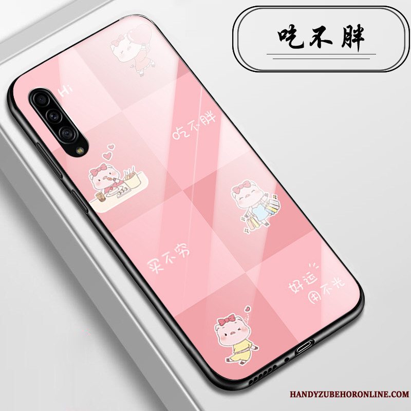 Etui Samsung Galaxy A90 5g Cartoon Glas Telefon, Cover Samsung Galaxy A90 5g Beskyttelse Lyserød Krokodille