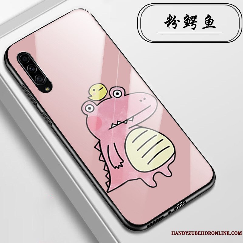 Etui Samsung Galaxy A90 5g Cartoon Glas Telefon, Cover Samsung Galaxy A90 5g Beskyttelse Lyserød Krokodille