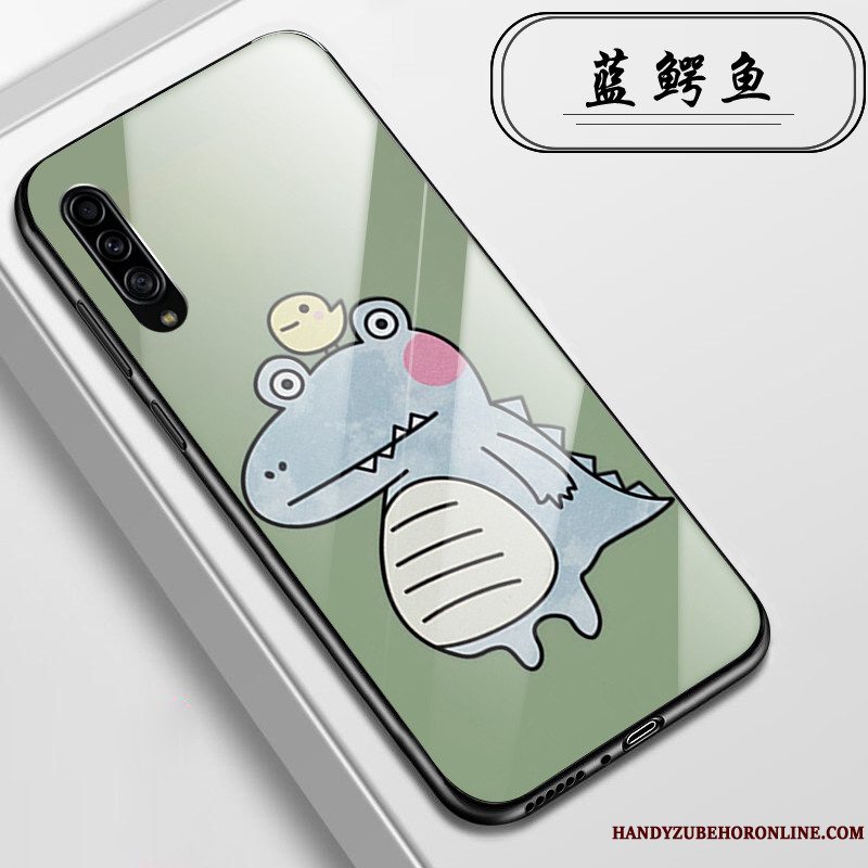 Etui Samsung Galaxy A90 5g Cartoon Glas Telefon, Cover Samsung Galaxy A90 5g Beskyttelse Lyserød Krokodille