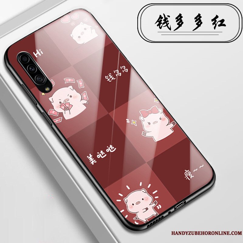 Etui Samsung Galaxy A90 5g Cartoon Glas Telefon, Cover Samsung Galaxy A90 5g Beskyttelse Lyserød Krokodille