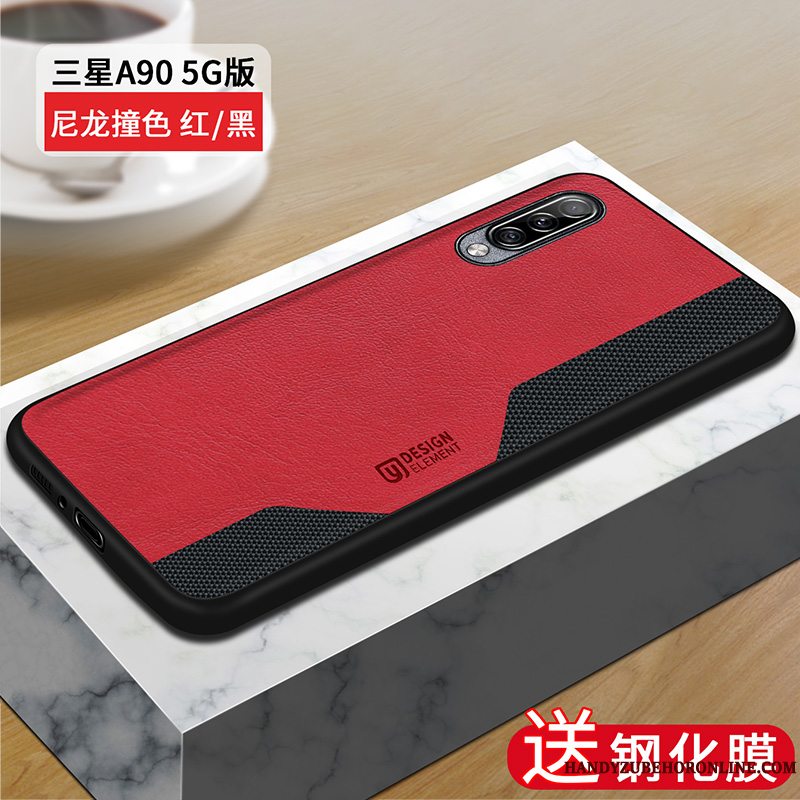 Etui Samsung Galaxy A90 5g Silikone Anti-fald Nylon, Cover Samsung Galaxy A90 5g Tasker Telefonrød