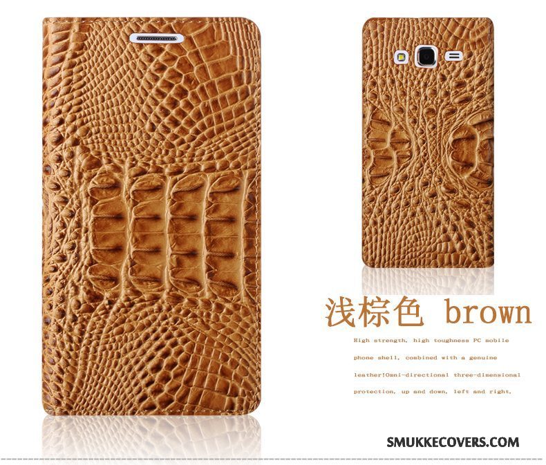 Etui Samsung Galaxy J3 2015 Læder Krokodille Mønster Telefon, Cover Samsung Galaxy J3 2015 Beskyttelse Blå