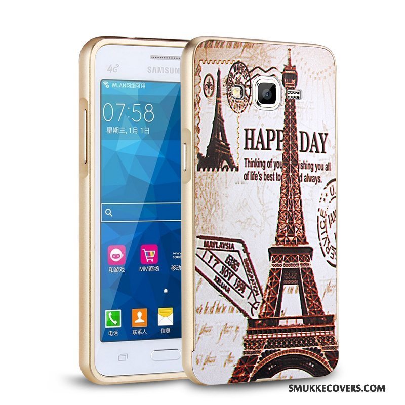 Etui Samsung Galaxy J3 2015 Metal Telefonhård, Cover Samsung Galaxy J3 2015 Beskyttelse Ramme Anti-fald