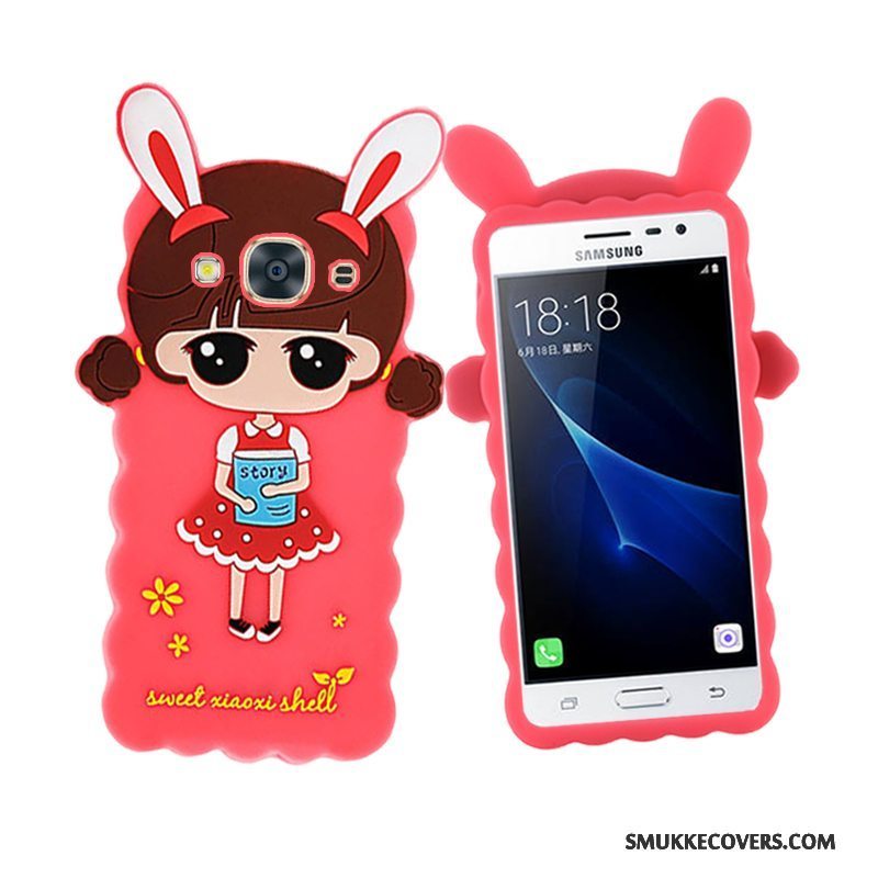 Etui Samsung Galaxy J3 2016 Blød Hængende Ornamenter Telefon, Cover Samsung Galaxy J3 2016 Silikone Lyserød