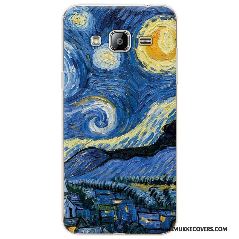 Etui Samsung Galaxy J3 2016 Cartoon Mørkeblå Trend, Cover Samsung Galaxy J3 2016 Telefonfrisk